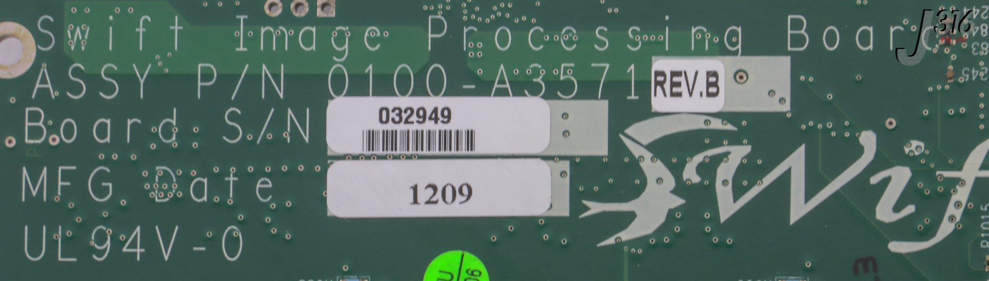 28376 APPLIED MATERIALS PCB, SWIFT IMAGE PROCESSING BD 0100-A3571